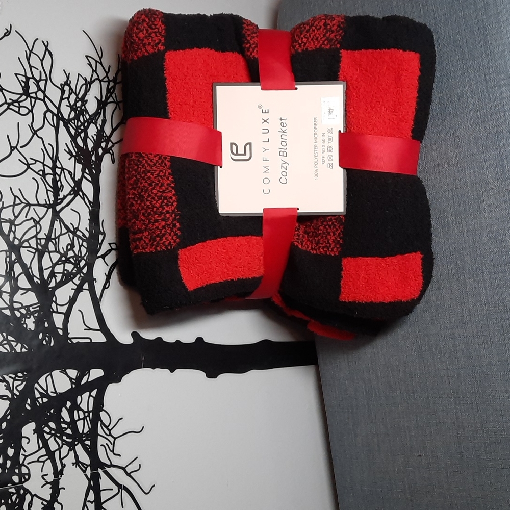 Microfiber Blanket Buffalo Check Plaid Soft Plush Red Black